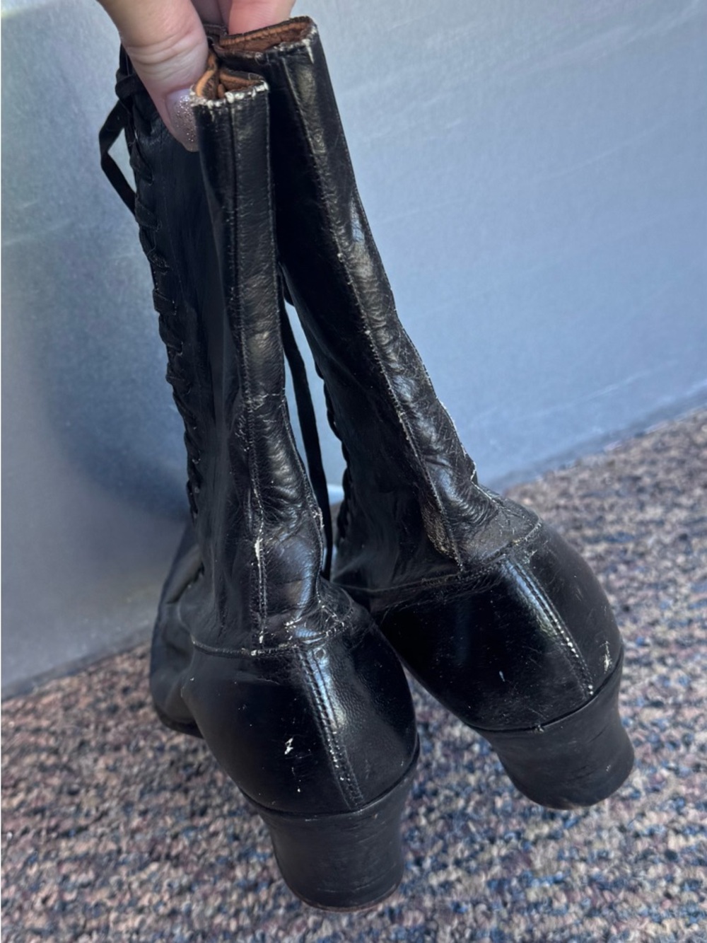 ANTIQUE VICTORIAN LADIES WOMENS LEATHER HIGH TOP LACE UP HIGH HEEL BOOTS SHOES - Picture 4 of 13